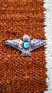  Navajo turquoise Thunderbird pin Fred is - Be style silver Vintage Vintage brooch Indian jewelry 