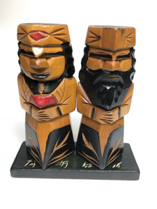 アイヌ　木彫り　ニポポ人形　夫婦　民芸品　