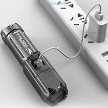 新品 LED 懐中電灯 ズーミングライト 強力照射 超小型 USB充電式_画像2