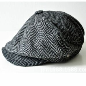 【GW限定大特価】L グレー ヘリンボーン キャスケット 帽子 メンズ 大人気の画像2