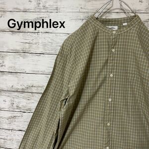 Gymphlex チェック柄バンドカラーシャツ シンプル 定番 人気 お洒落