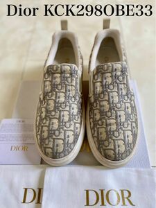 美品 DIOR オブリーク ソーラー スリッポン スニーカー フラット シューズ ディオール 25cm 箱 保存袋2枚 付属品付き