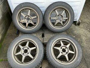 　 ★ 15×6.5JJ ＋38 pcd100 軽量　ツライチ・ 185/55R15 NANKANG スタッドレス 2015年 4部山　★ 4本セット