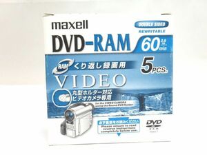 AB 16-9 未開封 maxell マクセル 丸型ホルダー対応 ビデオカメラ用 DVD-RAM DRMH60 5枚セット 2.8GB 60分 くり返し録画用