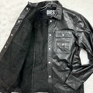 【極美品Lサイズ!!! 】DIESEL ディーゼル レザージャケット ブルゾン カウレザー 現行タグ 牛革 本革 ブラック メンズ 銀ボタン