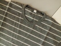 ■ MUJI/無印良品 MEN 半袖 クルーネック ボーダー Tシャツ sizeL チャコールグレー系_画像2