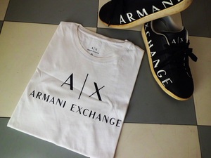 ■ 正規品 A/X Armani Exchange/アルマーニエクスチェンジ MEN 半袖 クルーネック Tシャツ sizeXL White/白 