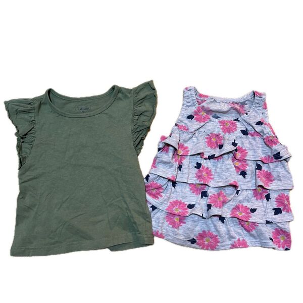 95センチ 半袖 Tシャツ 半袖カットソー キッズ タンクトップ トップス ノースリーブ 2枚セット