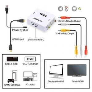 ■白 HDMI to AV コンバーター RCA変換アダプタ 1080P HDMI→RCAの画像3