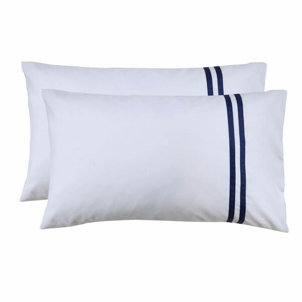 柔らかい毛 超細繊維刺繍枕カバー 白 ホワイト 2点セット (43x90cm)