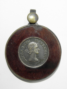 26 エリザベス コイン 硬貨 ペンダントトップ / 戦前 アンティーク コイン 銀貨