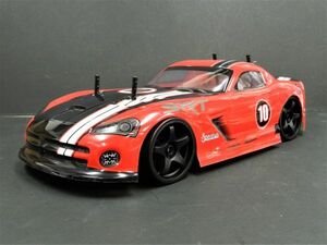 ☆Li-ionバッテリー☆ 2.4GHz 1/10 ドリフトラジコンカー ダッヂバイパータイプ 赤　【ターボ機能付き・塗装済み完成品・フルセット】