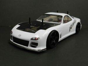 *Li-ion battery * 2.4GHz 1/10 drift radio controlled car Mazda RX-7 FD3S type white black [ turbo with function * has painted final product * full set ]