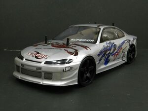 *Li-ion battery * 2.4GHz 1/10 drift radio controlled car S15 Silvia type silver / blue [ turbo with function * has painted final product * full set ]