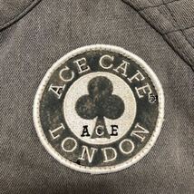 ACE CAFE LONDON エースカフェロンドン　ビンテージ加工ブラックデニム　ワッペン　パデット　シングルライダースジャケットM_画像6