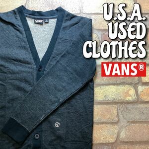 ★稀少Sサイズ★海外モデル★正規品★【VANS バンズ】フィッシュボーン地 裏起毛 Vネックカーディガン【S】チャコールグレー キッズ K-127