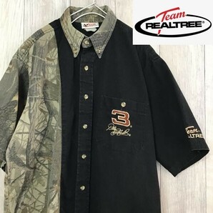 ★国内未発売★【CHASE AUTHENTICS×Team REALTREE】カモ柄 切替 刺繍 ロゴ 半袖 ボタンダウンシャツ[メンズ L]黒 ミリタリー レース K-486の画像10