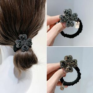 2個セット ヘアゴム　シュシュ　ヘアアクセサリー　髪飾り　ヘアクリップ　バレッタ　キラキラ 花 髪 ポニーテール