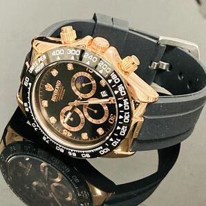 新作セール メンズ腕時計 デイトナ オマージュ クロノグラフ 防水腕時計 ゴールド ジルコニア ステンレス1149nダイバーズの画像1