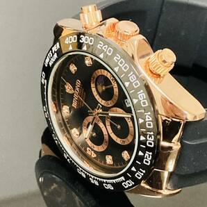 新作セール メンズ腕時計 デイトナ オマージュ クロノグラフ 防水腕時計 ゴールド ジルコニア ステンレス1149nダイバーズの画像4