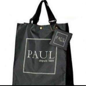 PAUL エコバッグ ポーチ付き ポール 黒