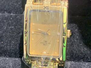 04☆未使用 デッドストック★Klaeuse クロイゼ FINE GOLD FILLED 999.9 SK-280-F ゴールドカラー 5Pストーン QZ/腕時計 不動 ヴィンテージ