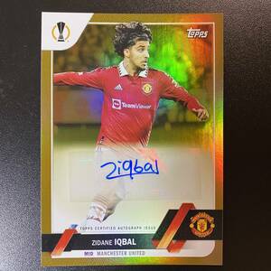 Zidane Iqbal 2022-23 Topps UEFA Club Competitions Base Auto Gold Parallel /50 Manchester United 直筆サインカード ジダン・イクバル