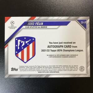 2021-22 Topps Chrome UEFA Joao Felix Atletico de Madrid 直筆サインカード ジョアン・フェリックスの画像2