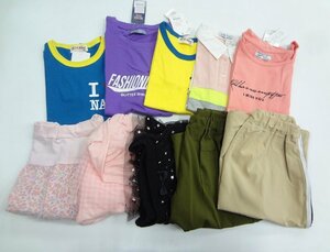 Kワや3191 新品タグ付き 子供服 キッズ 130サイズ 女の子 ワンピース ズボン ワイドパンツ スカート トップス Tシャツ 半袖 まとめ売 10点