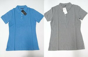 Z.3555 new goods lady's polo-shirt short sleeves M size blue gray . with pocket 20 point set together Western-style clothes sport uniform 