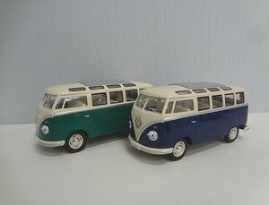 K1や3209 キンスマート/Kinsmart 1962 VOLKSWAGEN CLASSICAL BUS 1/24スケール フォルクスワーゲン グリーン ブルー ミニカー 2点セット