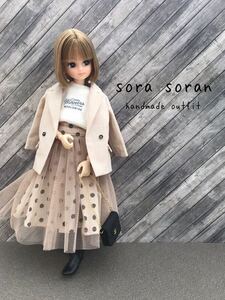 ＊Soran＊ リカちゃん　ピュアニーモ　ハンドメイド　２２cm お洋服セット　ジャケット　Tシャツ　チュールスカート　バッグ