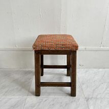 ヴィンテージ レトロ 古い椅子 裂織 張替え 古家具 古道具 ①_画像1