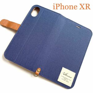 iPhoneXR用ファブリックケース★四角エアクッション付★マグネットベルト付★スタンド機能付★カード入付★ELECOM★ネイビー