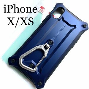 iPhoneXS/X for case *ZEROSHOCK*2WAYkalabina attaching * film attaching *ELECOM* navy 