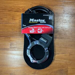 【送料無料／新品】手錠型ケーブルロック Master Lock (マスターロック) ワイヤーロック (自転車 /バイクロック) 鍵式 1m ブラック