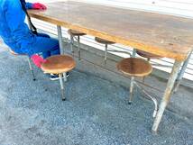 テーブル　椅子6脚　アンティーク　什器　作業台　カフェ　ビンテージ　_画像4