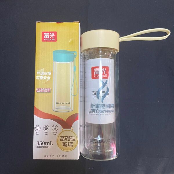 【新品】茶分離TEAボトル/350ml/二重メタガラス/富光/中国航空公式
