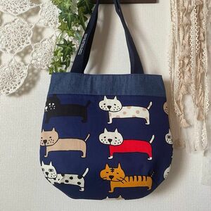 ハンドメイド ねこ トートバッグ