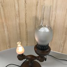 メーカー不明 電気スタンド テーブルランプ 2灯 卓上 照明 オイルランプ型 レトロ風 現状品 電化/904_画像8