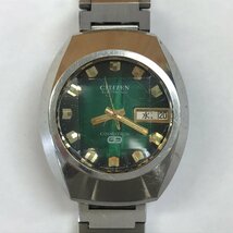 ジャンク CITIZEN ELECTRONIC シチズン COSMOTRON コスモトロン 7802 腕時計 カットガラス 緑文字盤 不動品 時計/904_画像1