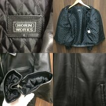 ＨＯＲＮ ＷＯＲＫＳ ホーンワークス 牛革 シングルライダース Ｌ 襟付 ブラック 黒 洋品紳士服/233_画像4