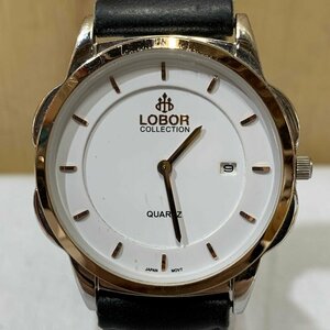 ＬＯＢＯＲ メンズ レディース シンプル デイト付 中古 ロバー ＬＢ３５０３ クォーツ アナログ レザーバンド 汚れ 時計/247