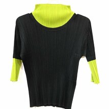 美品 ＰＬＥＡＴＳ ＰＬＥＡＳＥ ＩＳＳＥＹ ＭＩＹＡＫＥ プリーツプリーズ ブラック×グリーン トップス 五分丈 洋品婦人服/269_画像5