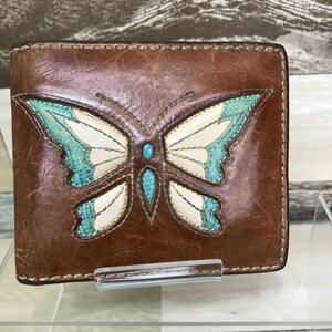 使用感有り ＦＵＮＮＹ ファニー レザーウォレット 財布 茶 ＢＩＬＬＦＯＬＤ ＢＵＴＴＥＲＦＬＹ ＷＡＬＬＥＴ 二つ折り 鞄/233