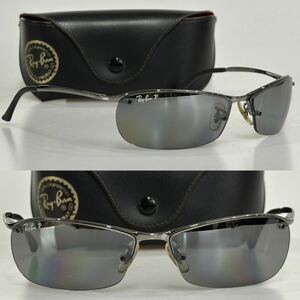 美品!!イタリア製 廃盤品 レイバン Ray-Ban RB3186 004/82 シルバーミラーポラライズド 偏光レンズ 63㎜　8カーブ サングラス