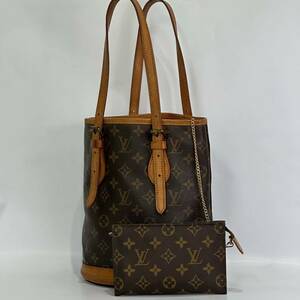 LOUIS VUITTON ルイヴィトン M42238【843】モノグラム バケット PM ポーチ付き バケツ型 ショルダーバッグ トートバッグ 84年製レディース 