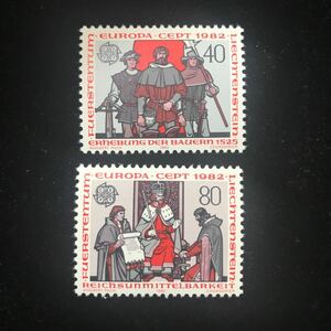 ◎リヒテンシュタイン《ヨーロッパ切手》SCOTT#733-34/2種完/1982年/未/NH