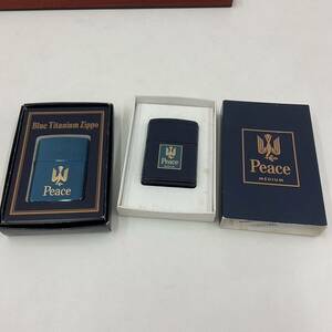 3176 ZIPPO Peace ピース MEDIUM ジッポ ブルーチタン オイルライター ゴールド 喫煙具 ライター 2つセット おまとめ 動作未確認