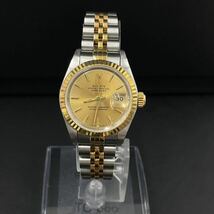 3183 ロレックス ROLEX オイスターパーペチュアル デイトジャスト コンビ 69173 ゴールド文字盤 腕時計 レディース 稼働品 _画像2